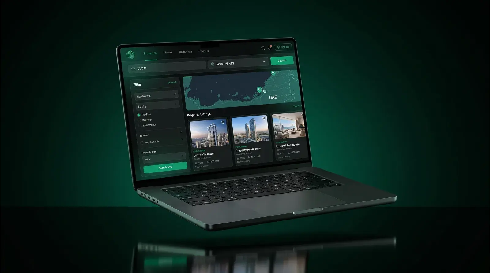 Real estate portal website on a laptop
