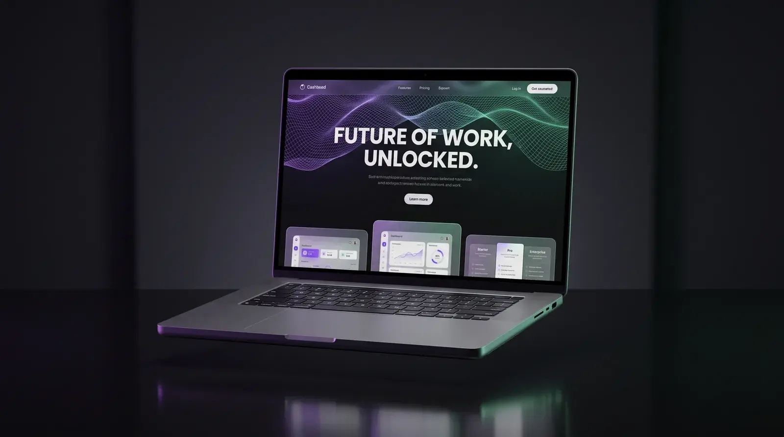 SaaS marketing website on a laptop